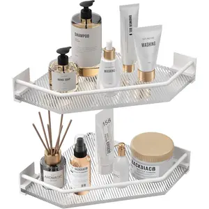 Acrylic Corner Bathroom Counter Organizer - 2 Tier Countertop Storage Shelves for Dresser, Kitchen, Laundry, Dorm Room (White)