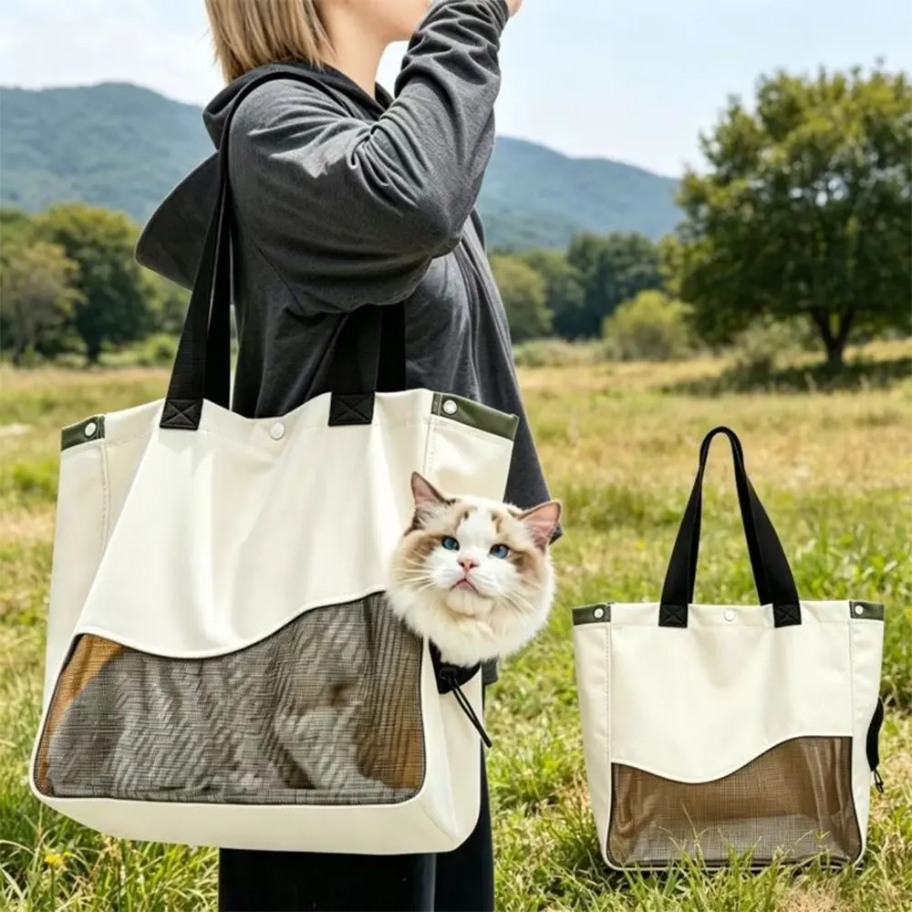 Breathable Mesh Pet Carrier Tote Bag, Oxford Cloth Portable Handbag for Small Cats and Puppies, Ideal for Outdoor Walking and Travel, Kitten, Outdoor Animal Carrier, Kitty