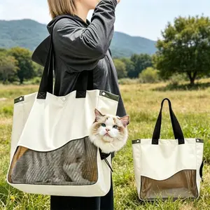 Breathable Mesh Pet Carrier Tote Bag, Oxford Cloth Portable Handbag for Small Cats and Puppies, Ideal for Outdoor Walking and Travel