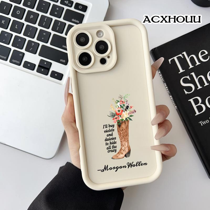 Softcase for iPhone 17 16 E Pro Max 15 Plus 14 13 12 11 XS XR Morgan Wallen Cowboy Boot Floral Coquette Pastel Design Shockproof Lightweight Protective Case