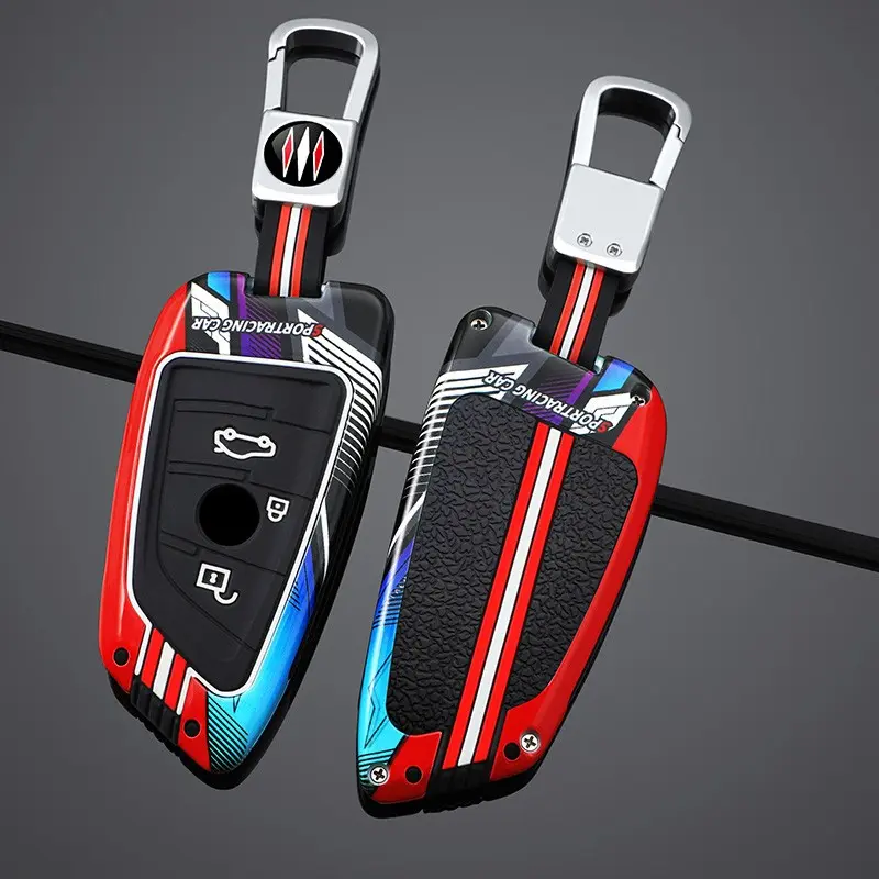 Bmw Key Case Cover, Key Fob Cover for X1 X3 X4 X5 X6 7 Series, Zinc Alloy 3/4 Buttons, 360° Scratch-Resistant, Durable Car Accessory Gift