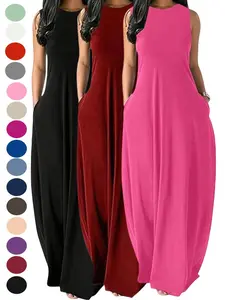 Women's Casual Solid Sleeveless Maxi Dress, Fitted Design for Comfortable Wear, Perfect for Everyday