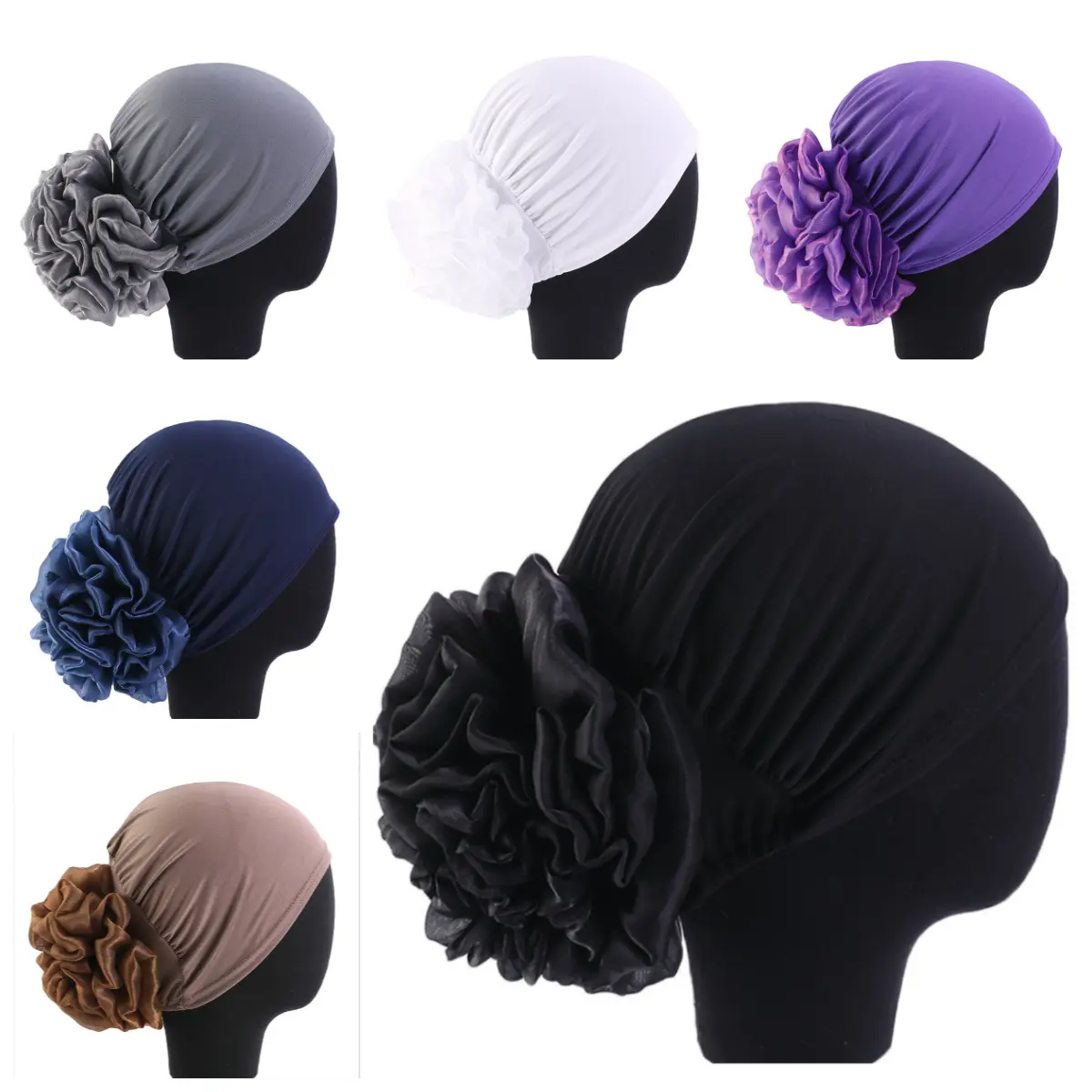 Unisex Floral Turban Hair Bonnet 2-Piece Set, Glamorous Milk Fiber Cap for Sports, Outdoor Wear & Hair Loss, Breathable