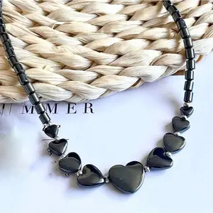 Fanci Me Personalized Black Gallstone Magnetic Energy Smooth Finish Clavicle Chain, 60cm European Look Unisex Fashion Necklace, Everyday Use Costume Jewelry