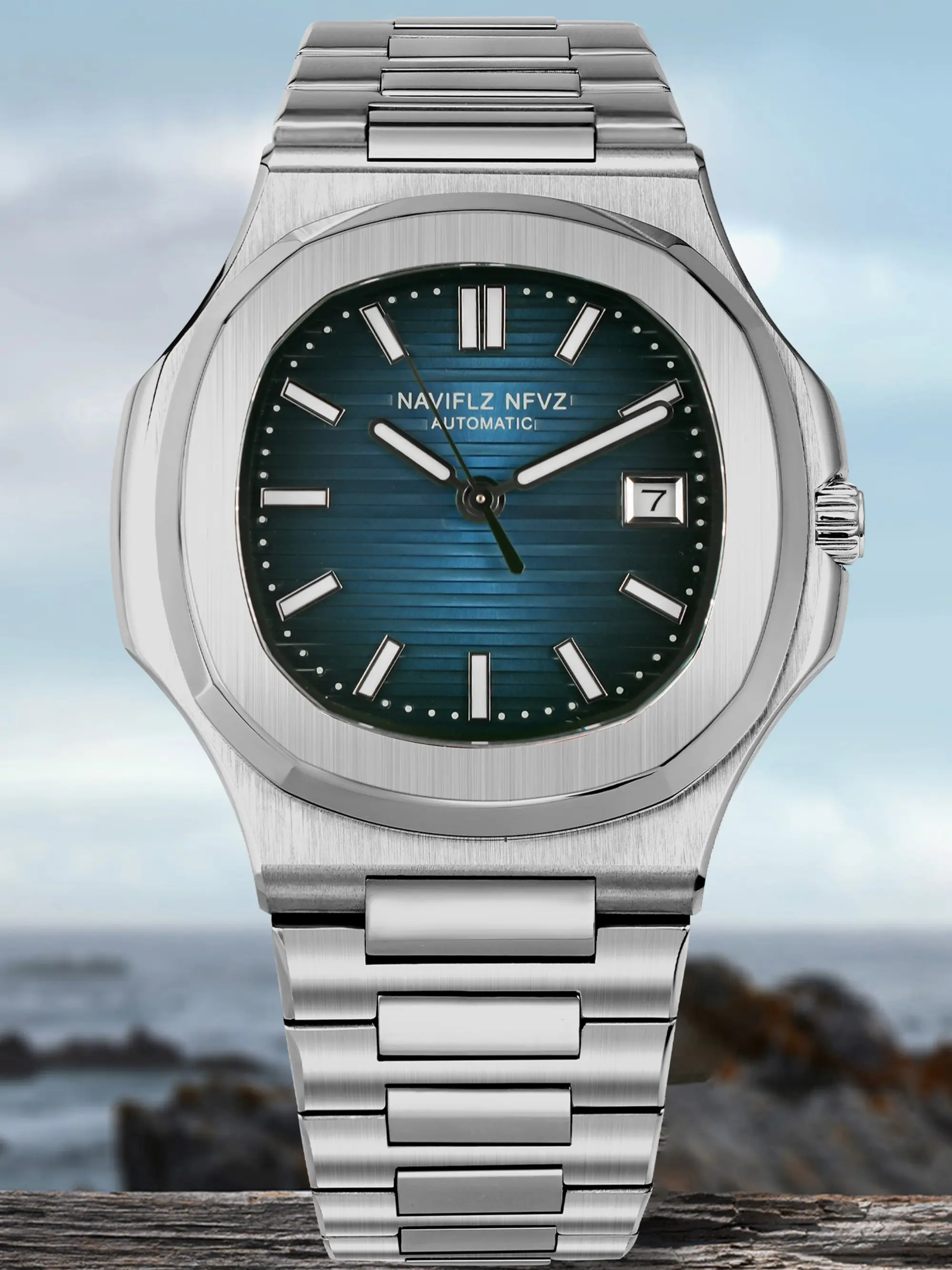 2026 New Naviflz Nfvz Luxury 40mm Men's Sports Watch, Stainless Steel, Sapphire Crystal, 50m Waterproof, Classic Analog Mechanical Watch