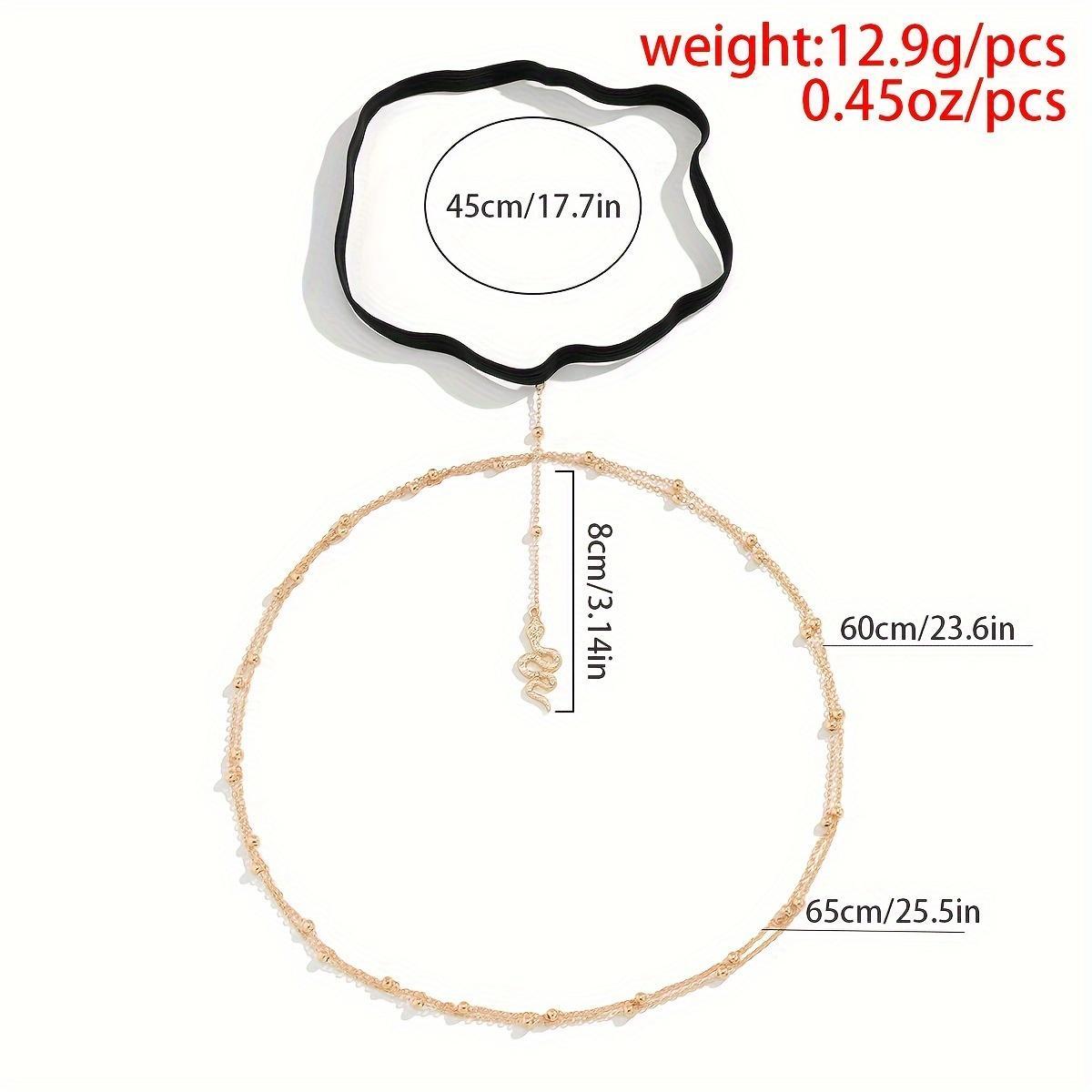 Sexy Golden Snake Pendant Multi-Layer Tassel & Copper Bead Elastic Leg Body Chain