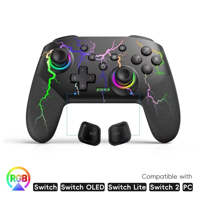 Nintendo Switch Controller, Compatible with Switch Lite Oled PC Windows, 1000mah Battery, RGB Lighting, 6-Axis Motion Sensor