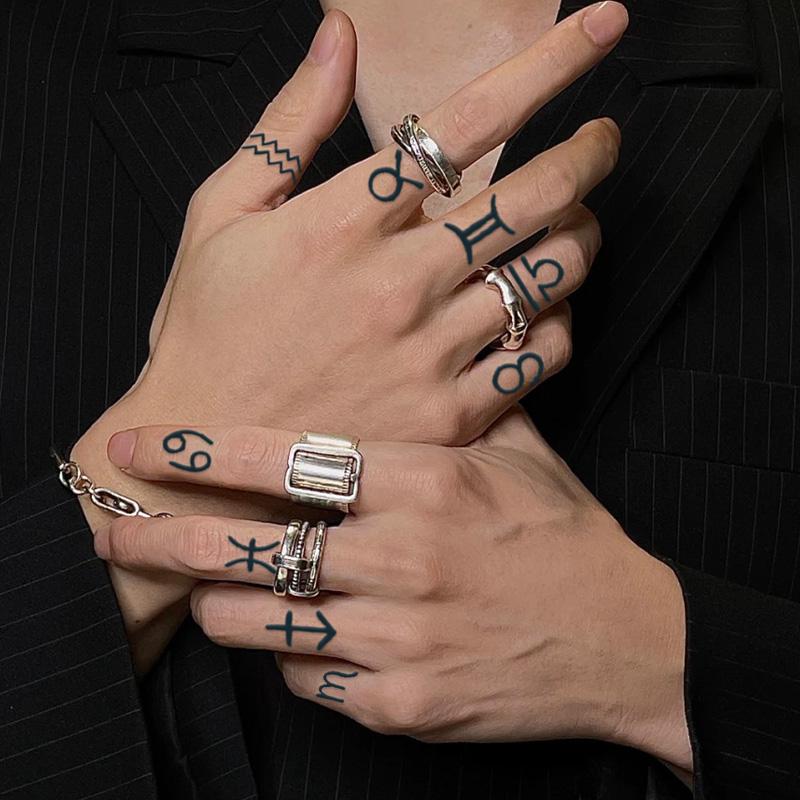 8 Sheets 154 Pcs Tiny Small Temporary Tattoos For Women Men Finger Hands, Cartoon Bohemia Fake Tattoo Stickers For  Parties, Festivals & Halloween,  Bulk Cute Black Long Lasting Vintage Tatoos Neck Cholo,