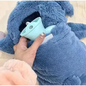 New Plush Doll Hot Water Bag Winter Hot Water Injection Bag Doll cartoon plush water hand warm New Year gift thickened new cute Thermal Bottle Blue pastel Cup