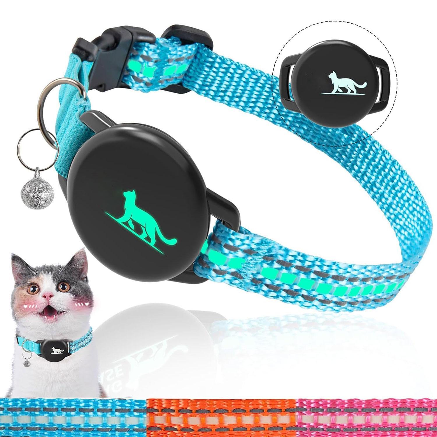 Cat GPS Tracker, Reflective Collar Tracker, Anti-lost Device, Compatible with Apple Find My Function (Only for iOS System), Pet Supplies, Harness, Reflective Strip Harness