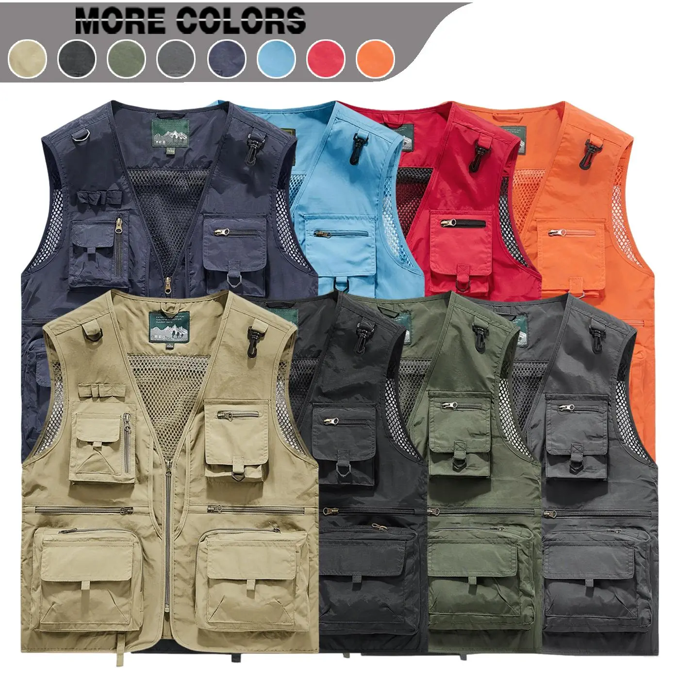 Workwear vest men's casual work outdoor hiking suit sleeveless multifunctional military silk mesh transparent autumn vest jacket men