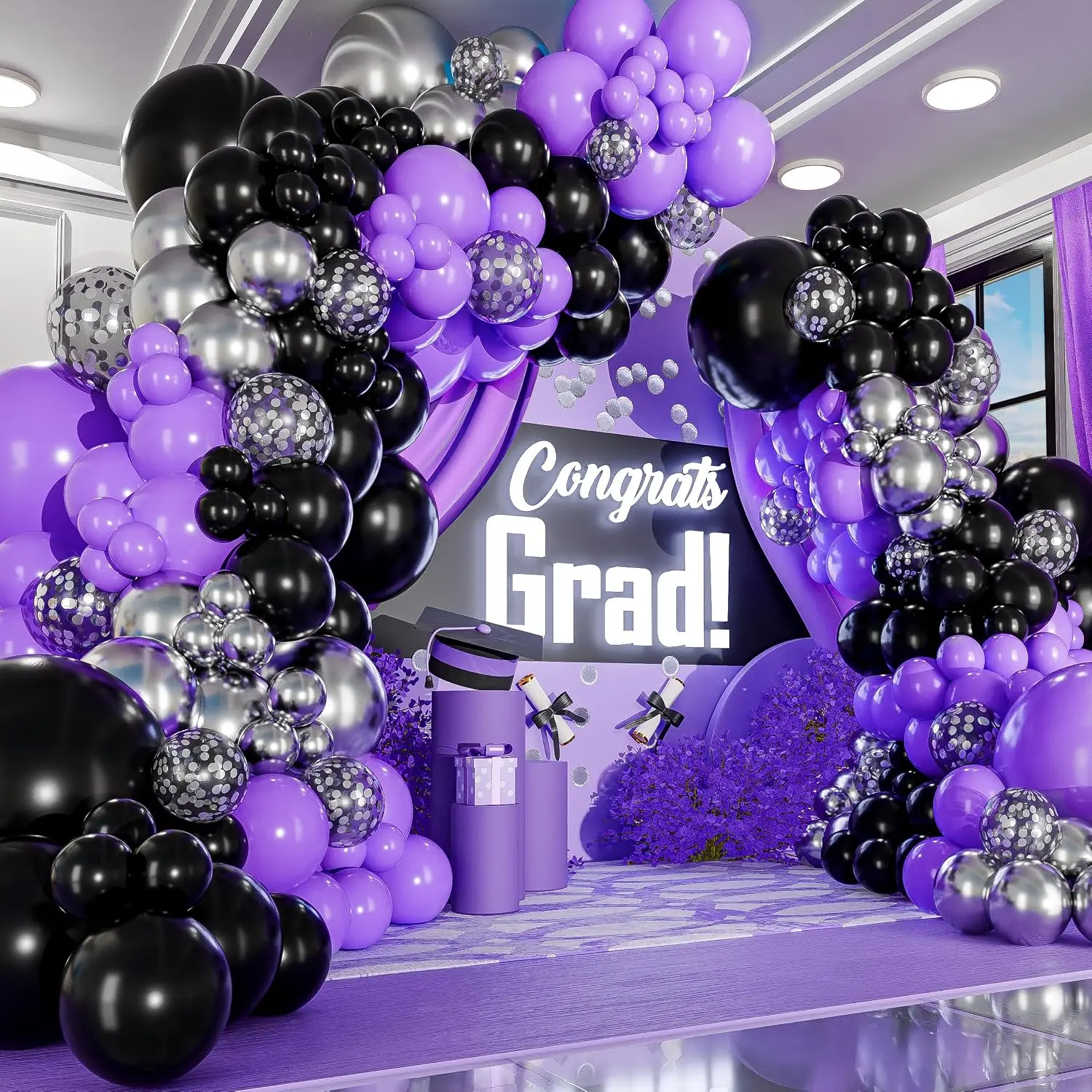 -IN-1  and Black Balloons Garland & Arch Kit – Small and Large  Black and  balloons – Party ations & Supplies for Graduation Birthday  Halloween – Wednesday