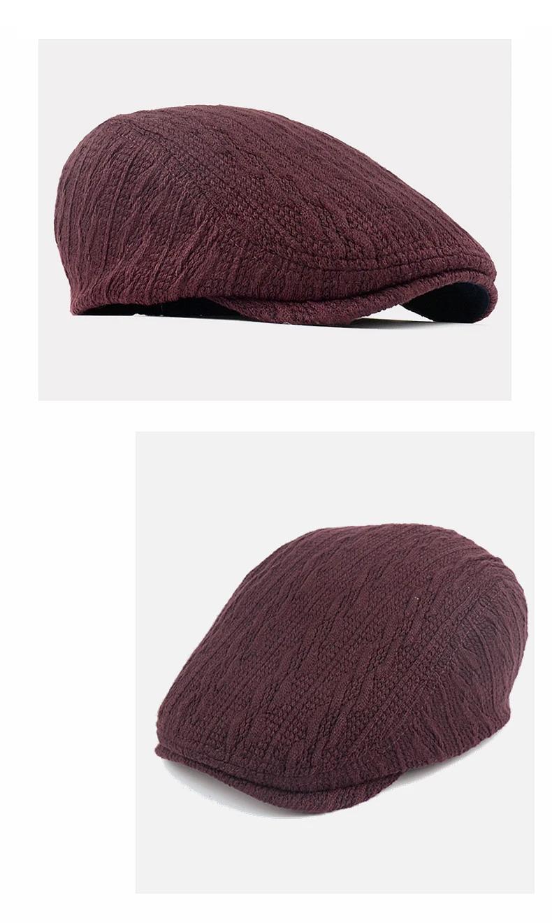 Beret Caps Fashion Knit Newsboy Cap Winter Warm Flat Hats Women Men Ivy Cap Solid Color Duckbill Hats Vintage Gatsby Beret Hat