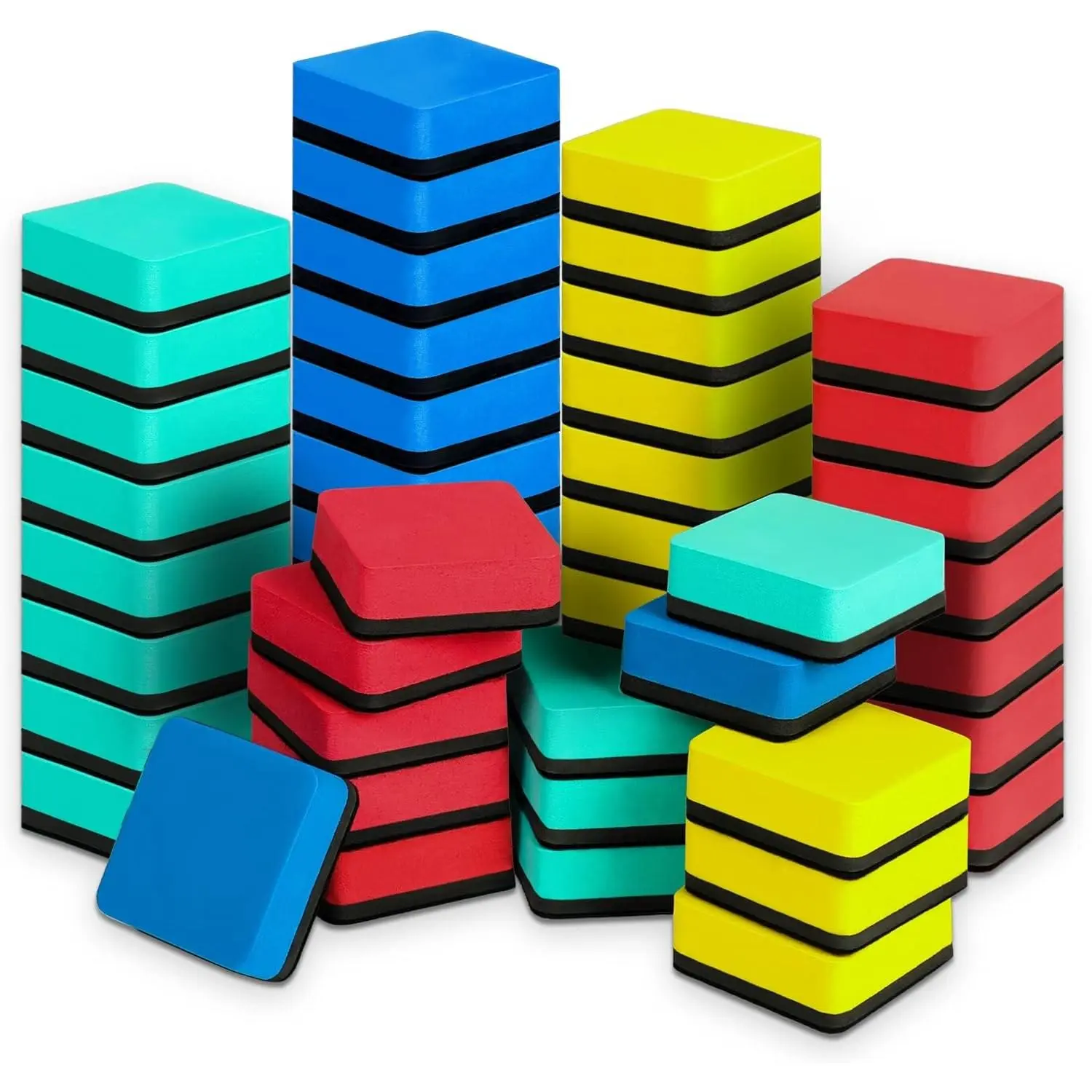 48 Pack Magnetic Whiteboard Dry Erase Erasers Chalkboard Cleansers | Small Magnetic Erasers, Fine Tip, Low Odor, For Office Classroom Home