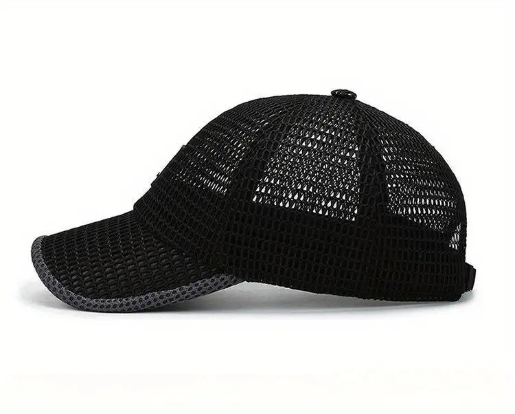 2pcs Quick-Dry Polyester Baseball Caps - Breathable Mesh Adjustable Unisex Summer Sun Hats with Black & Gray Textured Design for Outdoor Sports & Casual Wear, Breathable Mesh Construction