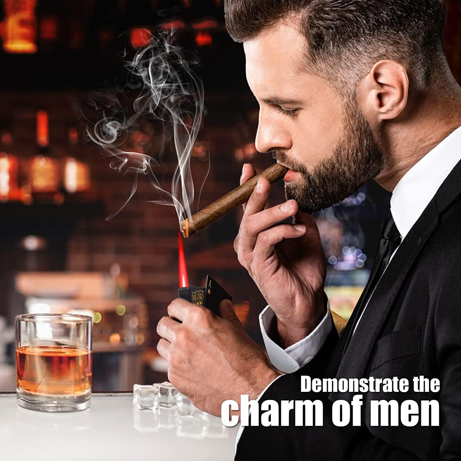 A-CARD Red Flame Torch Lighter – Windproof, Refillable Butane Jet Flame Lighter with Metal Poker Design – Perfect for Camping, BBQ, Candles, Birthdays & Gifts (No Gas)