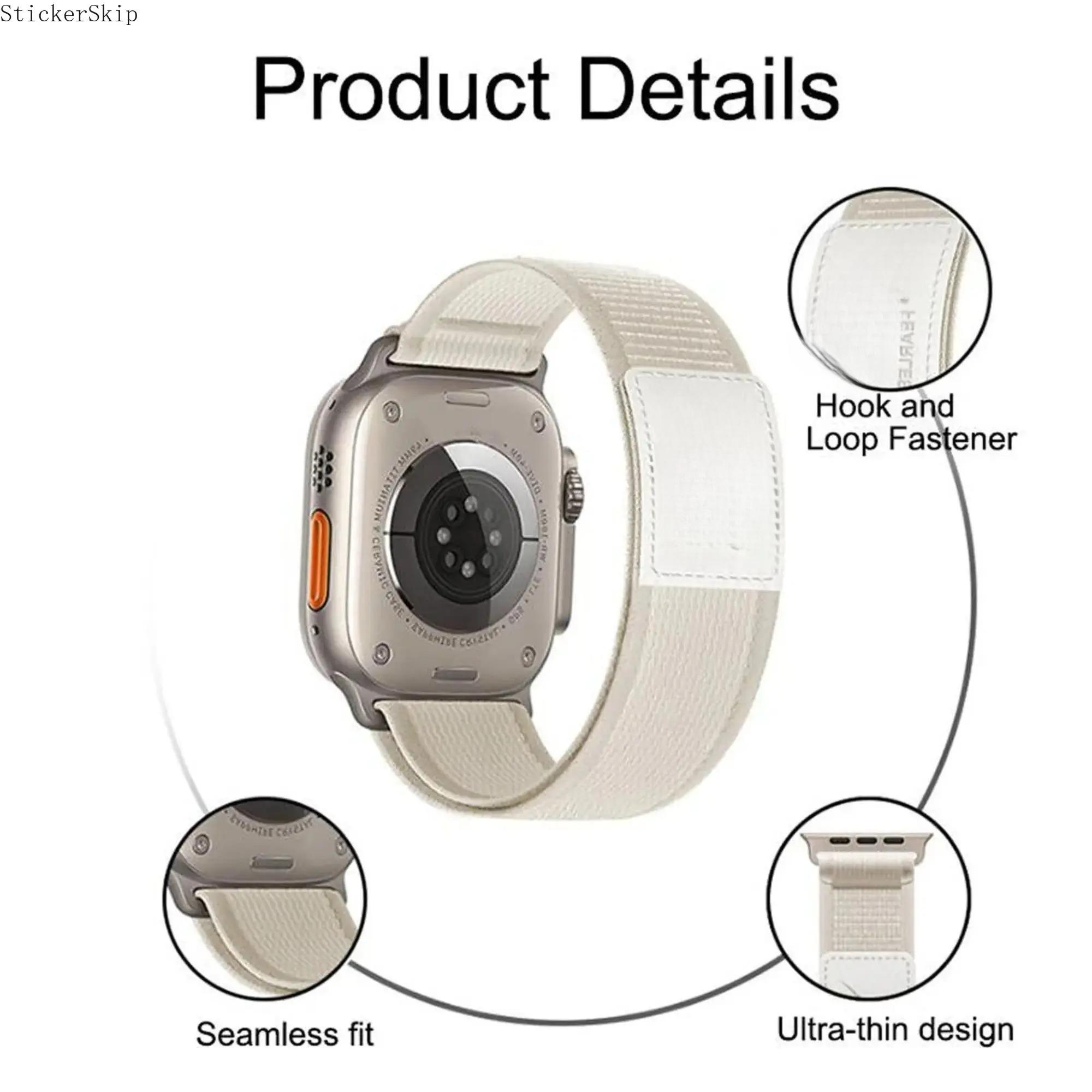2026 NEN Fearless Trail Loop Watch Band for Apple Watch 49mm 46mm 45mm 44mm Nylon with Leather Buckle Comfortable & Durable