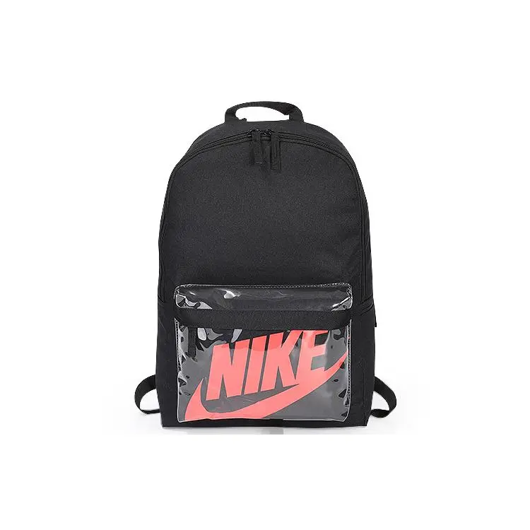 Nike PVC Transparent Panel Backpack – Unisex, Minimalist Design, Black and Red
