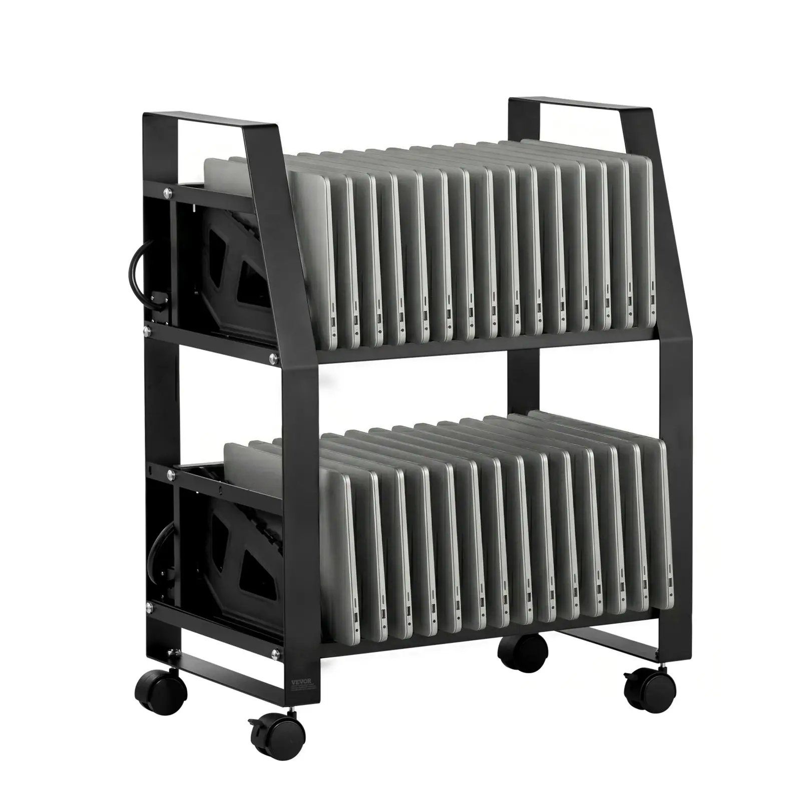 VEVOR Laptop Charging Cart, 32 Devices Mobile Open Charging Station with Wheels, for Tablet and Laptop Up to 15.6 in Screen Size, Easy Access Slots, Surge Control, for Office, Classroom, Library