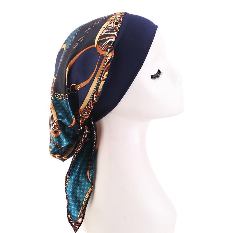 New Braided Turban Hat, Satin Print Tie Chemo Cap, Wide Elastic Sleep Bonnet