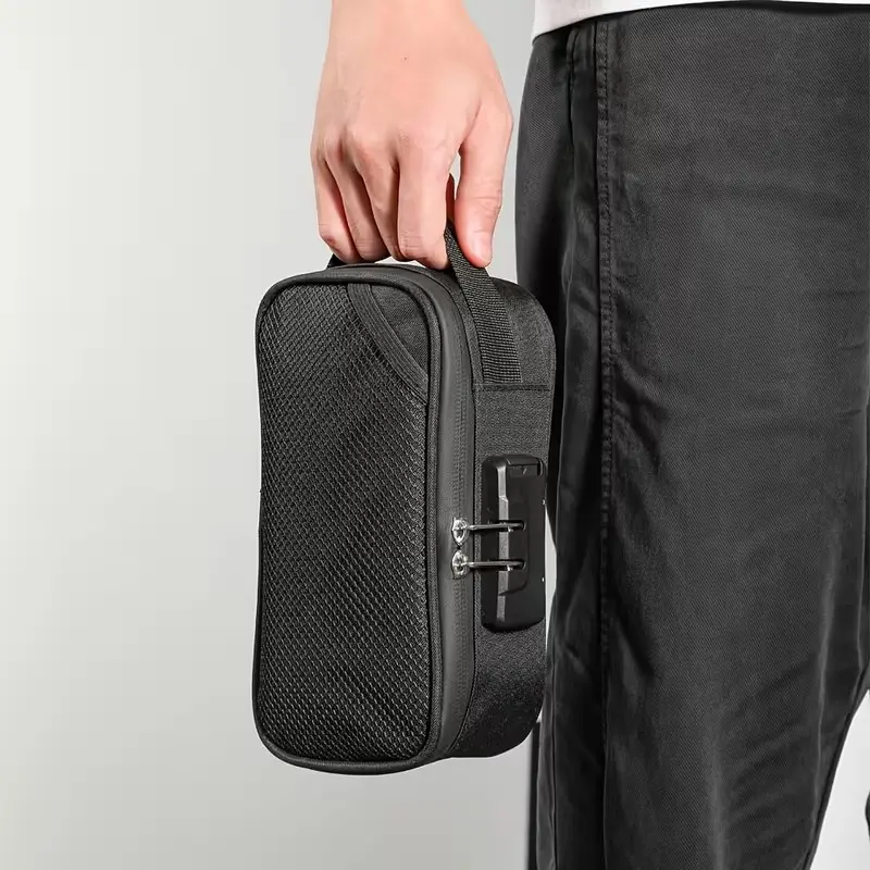 Lockable Odor-Resistant Storage Bag, Carbon Fiber Lining Travel Organizer, Anti-Odor Travel Storage Container, Durable & Compact Design