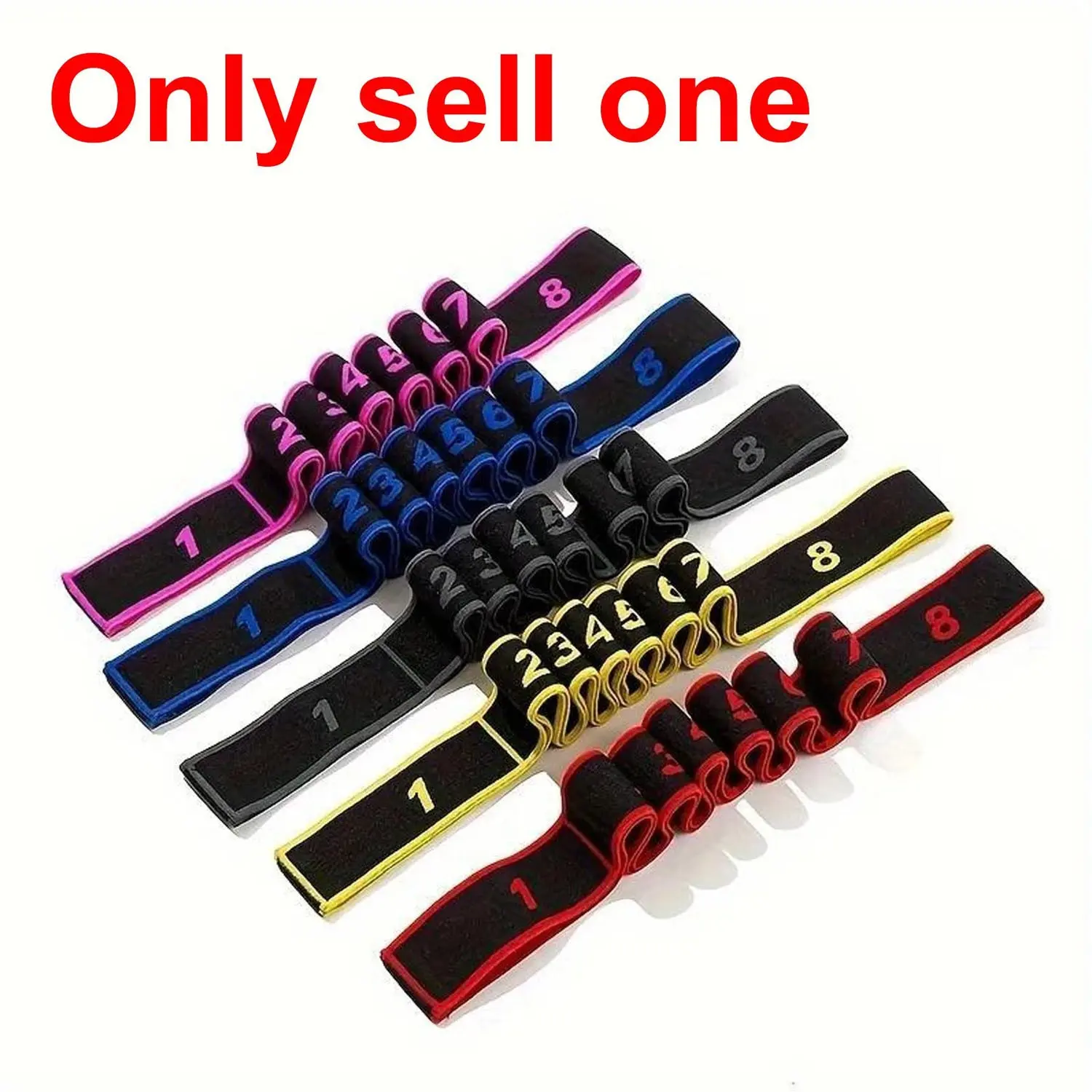 Multi-Section Yoga Stretch Band, 8-Step Elastic Resistance Band, Latin Dance Fitness Strap, Home Workout, Pose Correction, Unisex