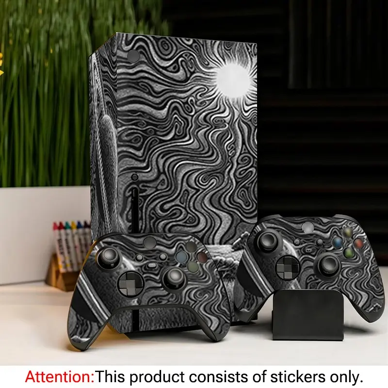 and Swirl Art Stickers for Xbox Series X, Vinyl Decals for Console and Controllers, Waterproof, Scratch-Resistant, Removable