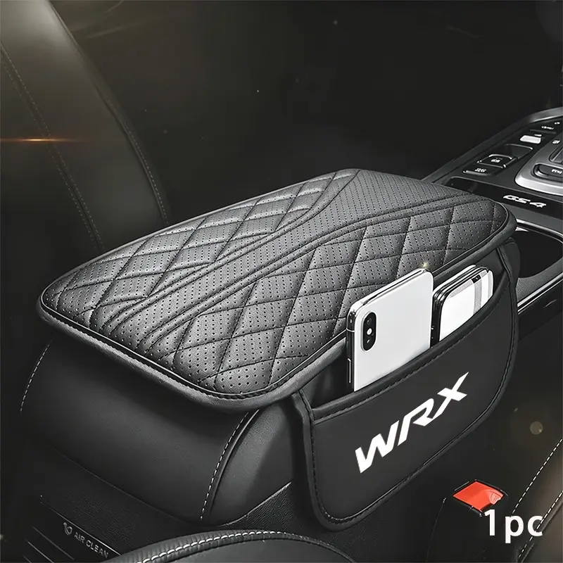 Subaru Wrx Armrest Pad, Luxury Perforated PU Leather, Side Pocket Storage, Interior Upgrade Accessory, Stylish Gift for Car Enthusiasts