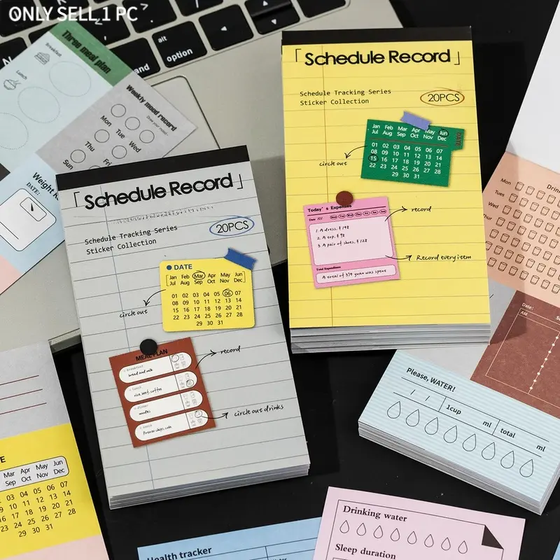 Writable Planner Sticker Set - Vintage Daily Schedule & Habit Tracker Stickers for Journaling, Calendar, To-Do List, Reminders - Reusable Functional Stickers for Bullet Journal & Scrapbooking