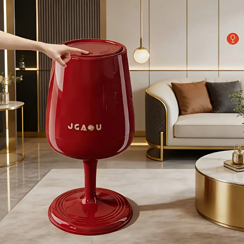 Decorative Wine Glass Shaped Trash Can for Living Room Bedroom
