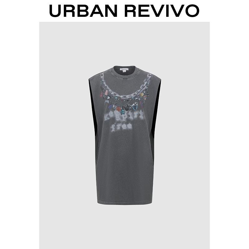 URBAN REVIVO Sleeveless Oversized t-shirt dress with Pockets, Grey cotton dress stretchy UYV750056 Casual Loose Outfit 2026 Women Clothing, Festival outfit  SpringStatements