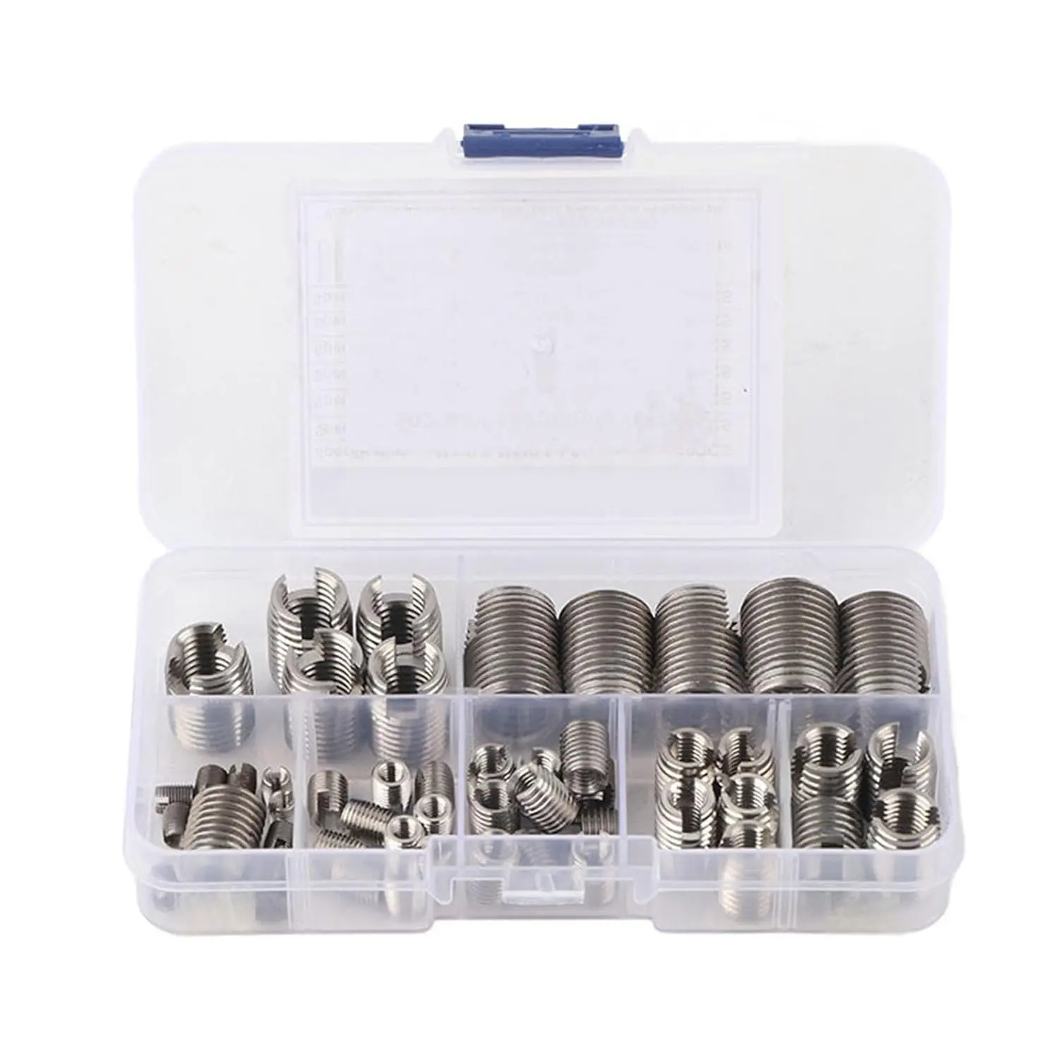 50 count Threaded Inserts, Stainless Steel Inner Thread, self Tapping Insert Set with Storage Box, M3/M4/M5/M6/M8/M10/M12/M14/M16