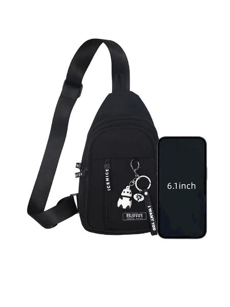 Casual Fashion Zipper Fanny Pack with Animal Pendant, Matching Chest Bag for Women & Men, Versatile Sling Bag for Daily Used, Lightweight Crossbody Bag