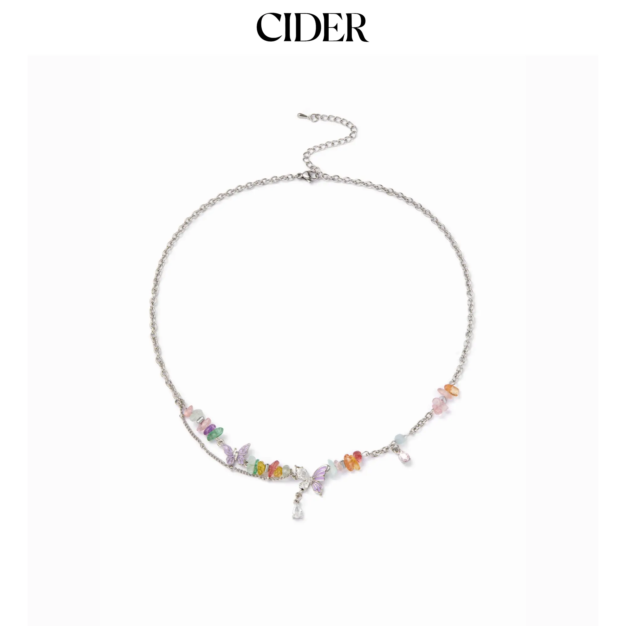 Cider BUTTERFLY & RHINESTONE NECKLACE
