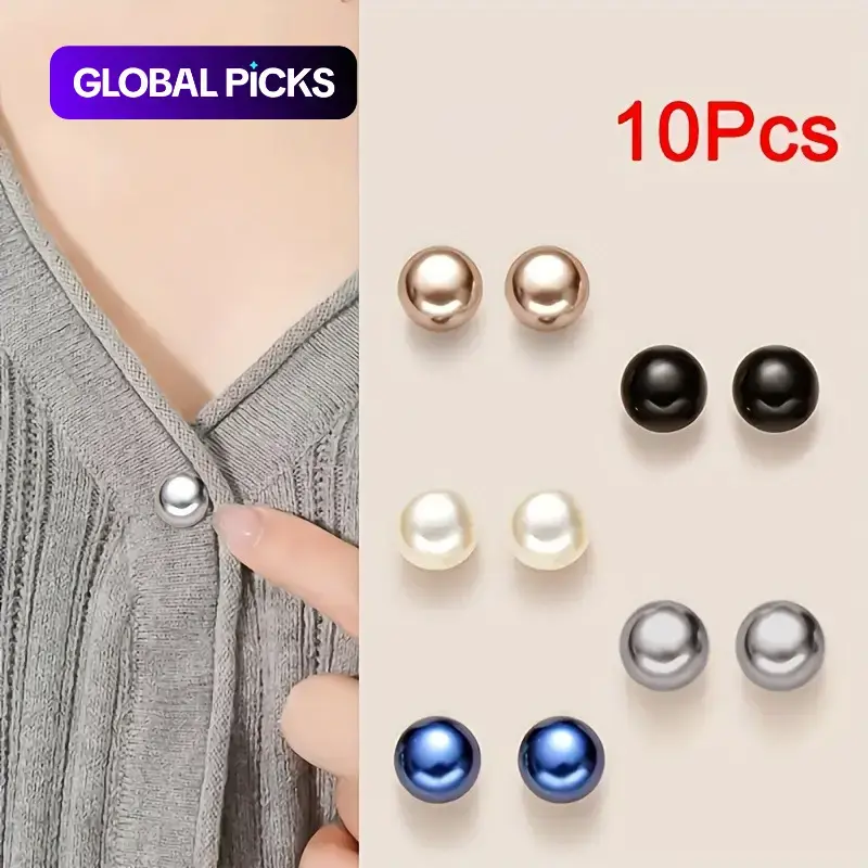 10pcs Faux Pearl Plastic Snap Buttons, Seamless Adjustable Ball Decorative Fasteners, Sewing Accessories, Durable & Easy to Use, Suitable for Shirts, Dresses, Jackets & Coats #GLOBAL PICKS