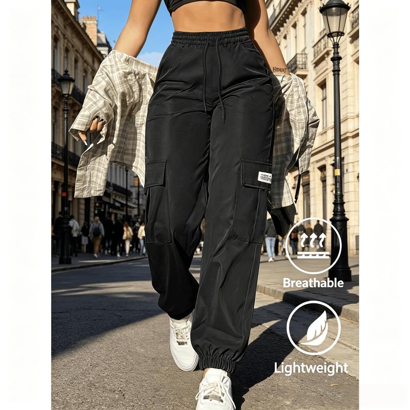 Women's Breathable Anti-Odour Quick Dry Loose-Fitting Knitting Basic Solid Color Casual Joggers - Machine Washable Sports & Outdoor Pants for Daily Leisure, City Commuting with Cool Iron, Color-Sorted Wash Compatibility