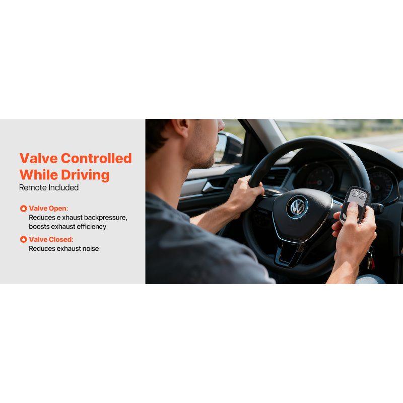 VEVOR Electric Exhaust Cutout, 2.5 Inch 2PCS Universal Stainless Steel Exhaust Valve Kit with One Controller Remote Kit, Cut Out Valve, Y Pipe, Remote Control, Fits Trucks, Sedans, Sports Cars, SUVs