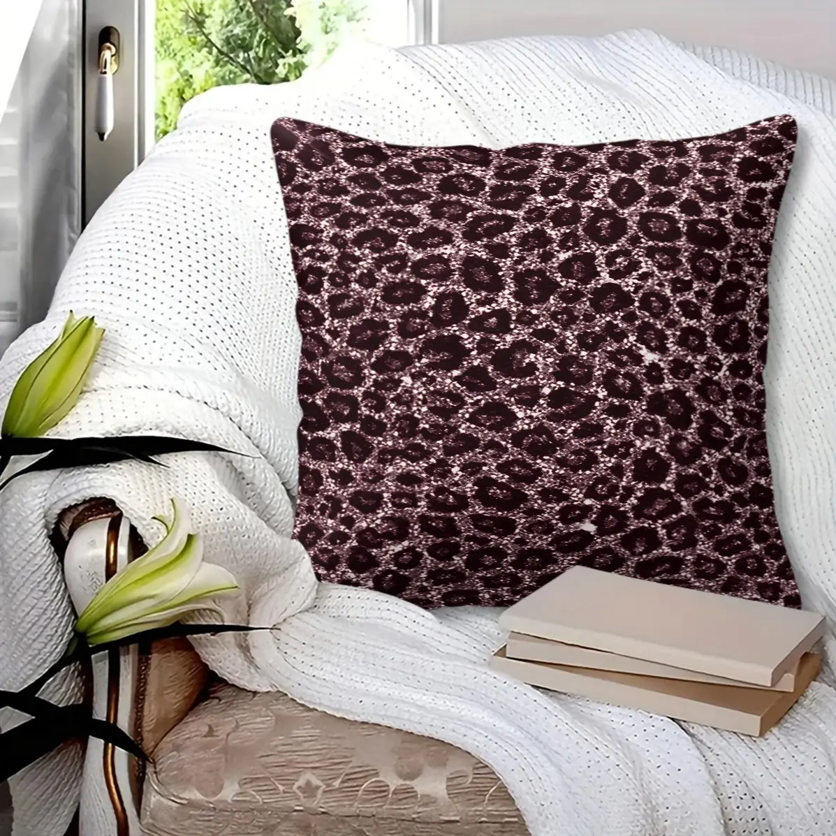 45x45cm Personalized Retro Animal Fur‑Style Throw Pillow, Machine Washable, Trendy Print, Plump Soft Filling, Decor Cushion For Youth Bedroom & Living Room Sofa(With Pillow Insert)