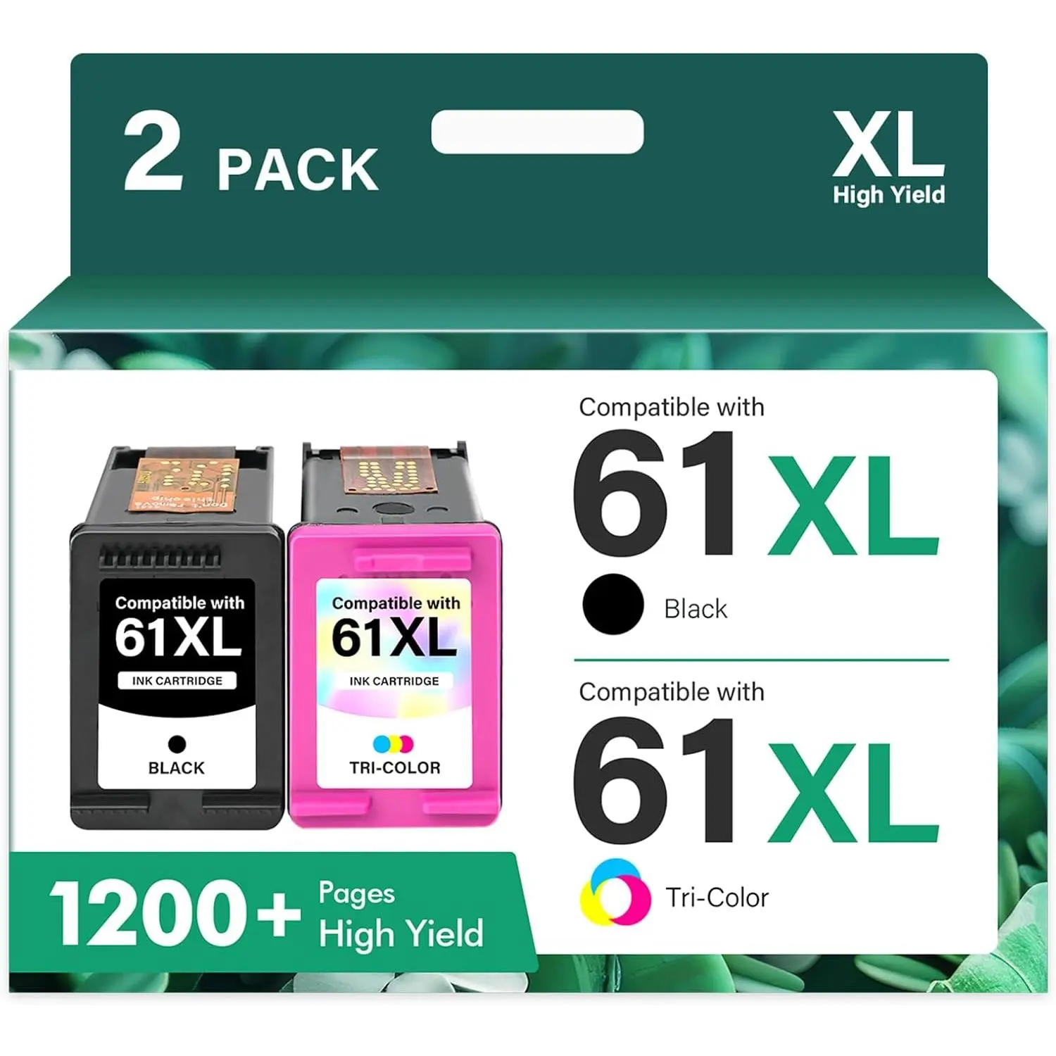 61XL 61 4500 5530 Ink  for  Printers Black and Color Combo Pack |  for HP61 Ink 61 XL for Envy 4500 5530 4502 OfficeJet 4630 DeskJet 2540 Printer (1 Black, 1 Tri-Color, 2-Pack)