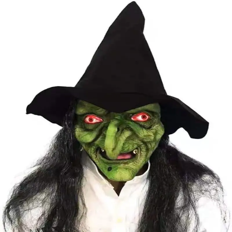 Halloween Horror Long Hair Witch Hat, Ghost House Escape Room Scary Scene Costume Prop, Halloween Decoration Accessory