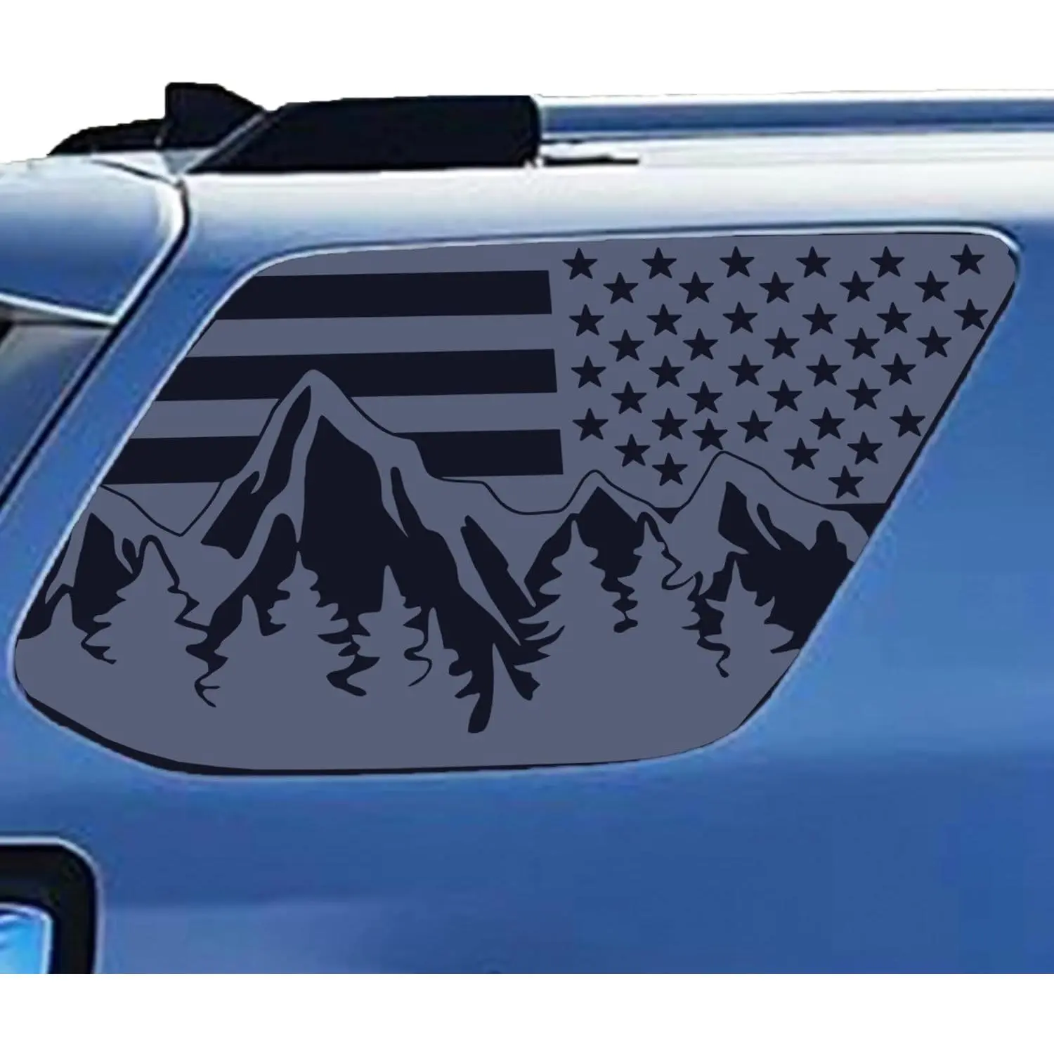 Matte Vinyl Patriotic Mountain Flag Decal Set, 2Pcs Water Resistant Abrasion-Resistant Car Stickers for 5th Gen Toyota 4Runner 2010-2024 Rear Side Windows, Pride Exterior Accessories