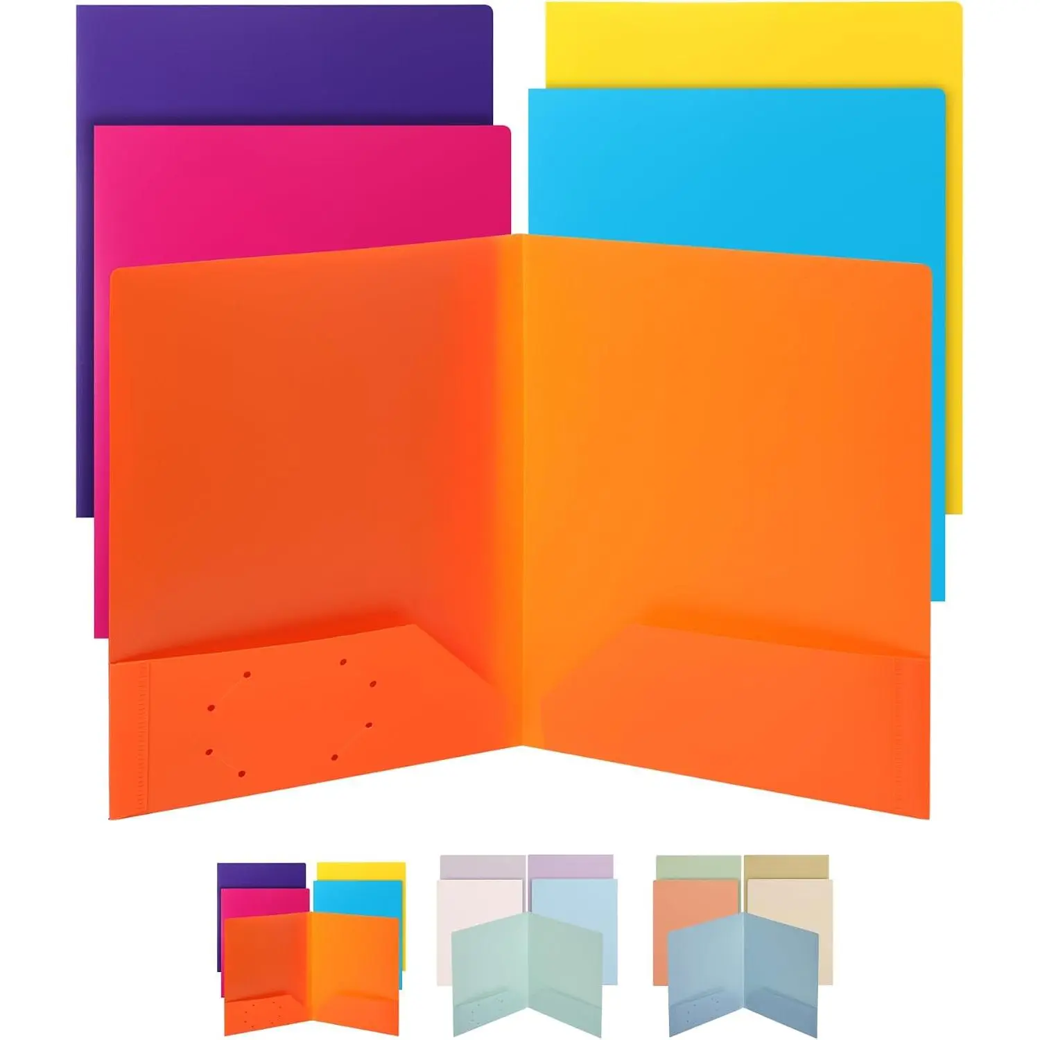 - Plastic Folders with Pockets, 5 count | Aesthetic File Folder with Business Card Slot, 2-Pocket Folder,  to School, Office, Filing Supplies