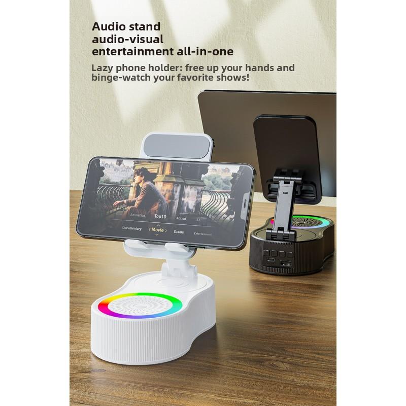 Smart Wireless Bluetooth Speaker with Induction Phone Stand for Music and Video, 5-in-1 Home Office Vertical Tablet Holder