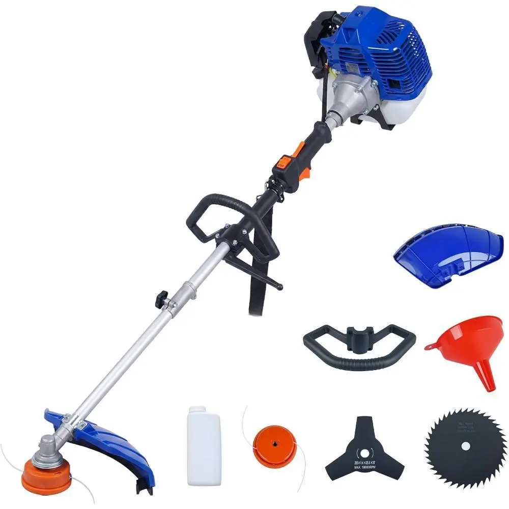43CC Gas-Powered Weed Wacker - 2-Cycle 3-in-1 Lawn Edger & String Trimmer, 13" Heavy-Duty Weed Eater with 10" 3-Tooth Blade, 40-Tooth Blade, 1.1L Capacity, 21lbs Weight, Shoulder Strap for Lawn Care