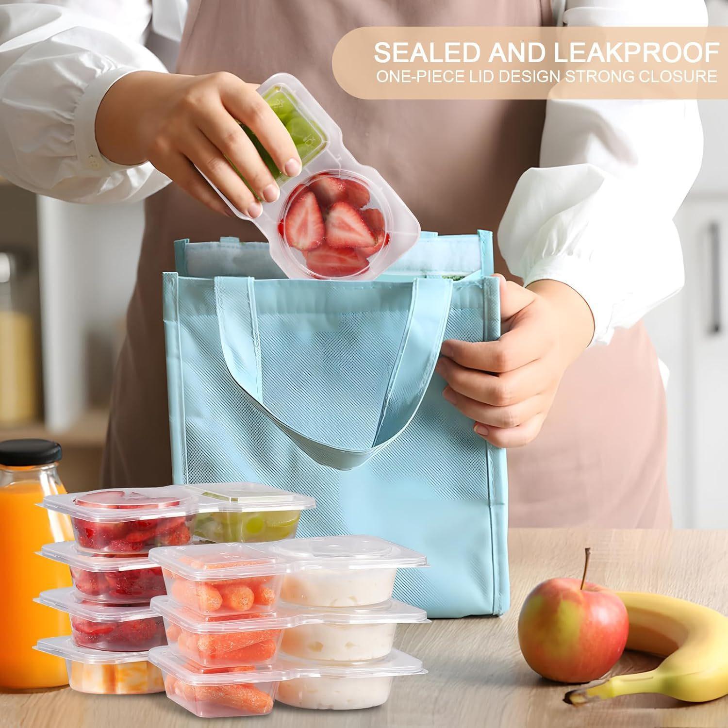Double Compartment Snack Containers 20/40Pcs, Reusable Leakproof Snackle Box, BPA-Free Lunch Containers for Kids School Camping Party Meal Prep Double Compartment Snack Containers 20/40Pcs, Reusable Leakproof Snackle Box, BPA-Free Lunch Containers for Kids School Camping Party Meal Prep
