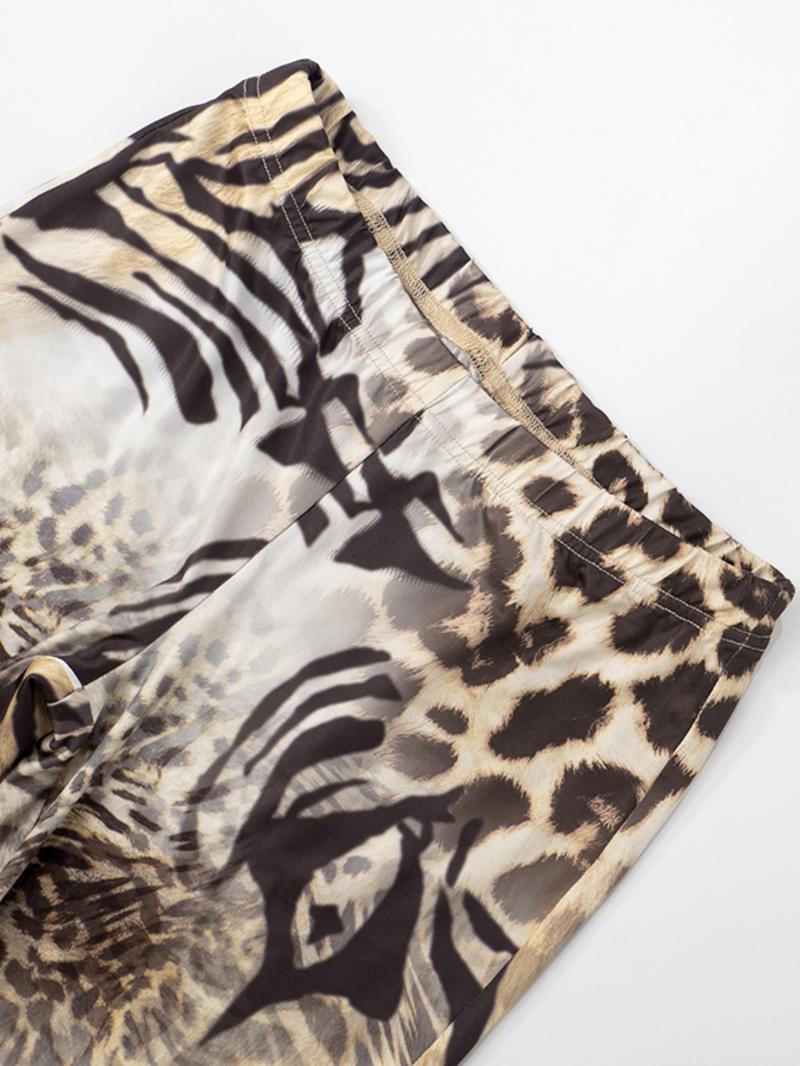 Two-piece Set Women's Leopard Print Off Shoulder Top & Capri Pants, Fashion Casual Chic Top & Capri Trousers for Daily Outdoor Wear, Ladies Clothes