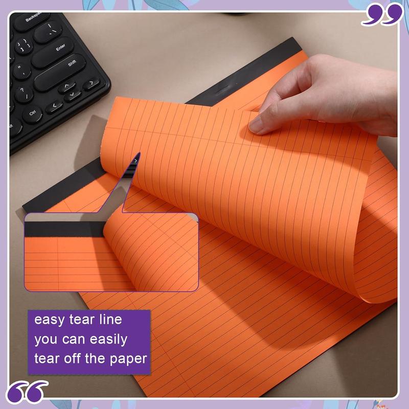 6 count 11" x 9.5" Legal Pads College Ruled Notepad Landscape Notebook Horizontal Lined Notebook 80 Gsm Assorted Colors Paper Pastel Writing Pads for School Office, 40 Sheet (Bright Color)