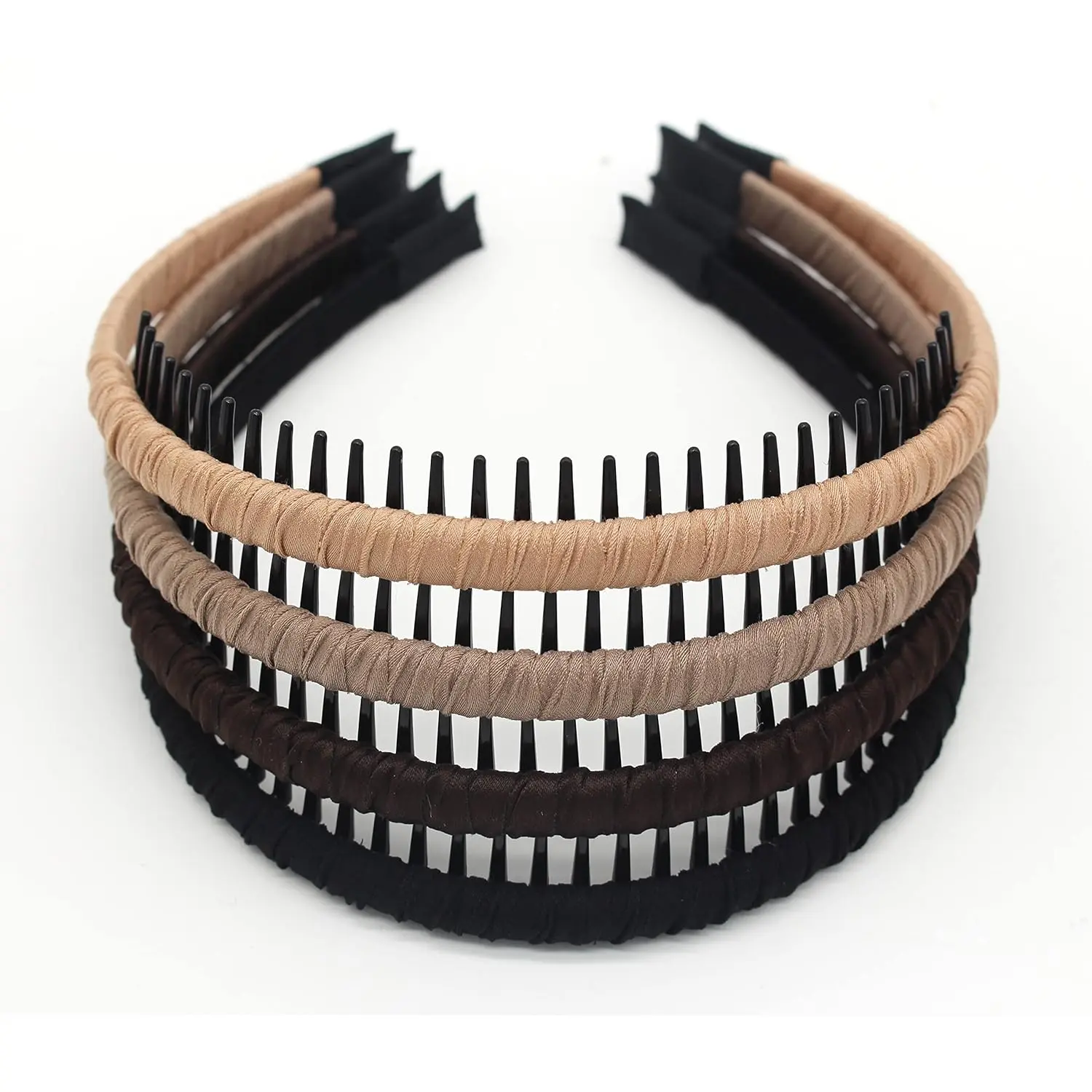 4pcs Hairbands for Women, Non-Slip Zig Zag Headbands, Adjustable Teeth Comb Hair Hoop, Daily Use, Yoga, Spa, Parties, Resin Cotton Blend
