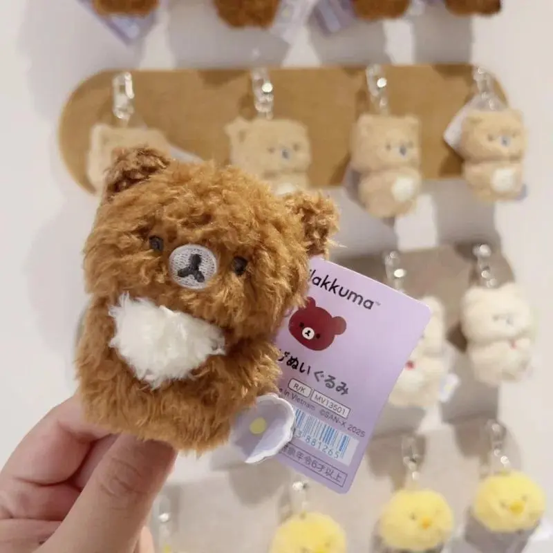 New San-x Rilakkuma Plush Keychain Curly Hair Korilakkuma Stuffed Toy Fluffy Kiiroitori Bag Charm Backpack Pendant Keyring Gifts