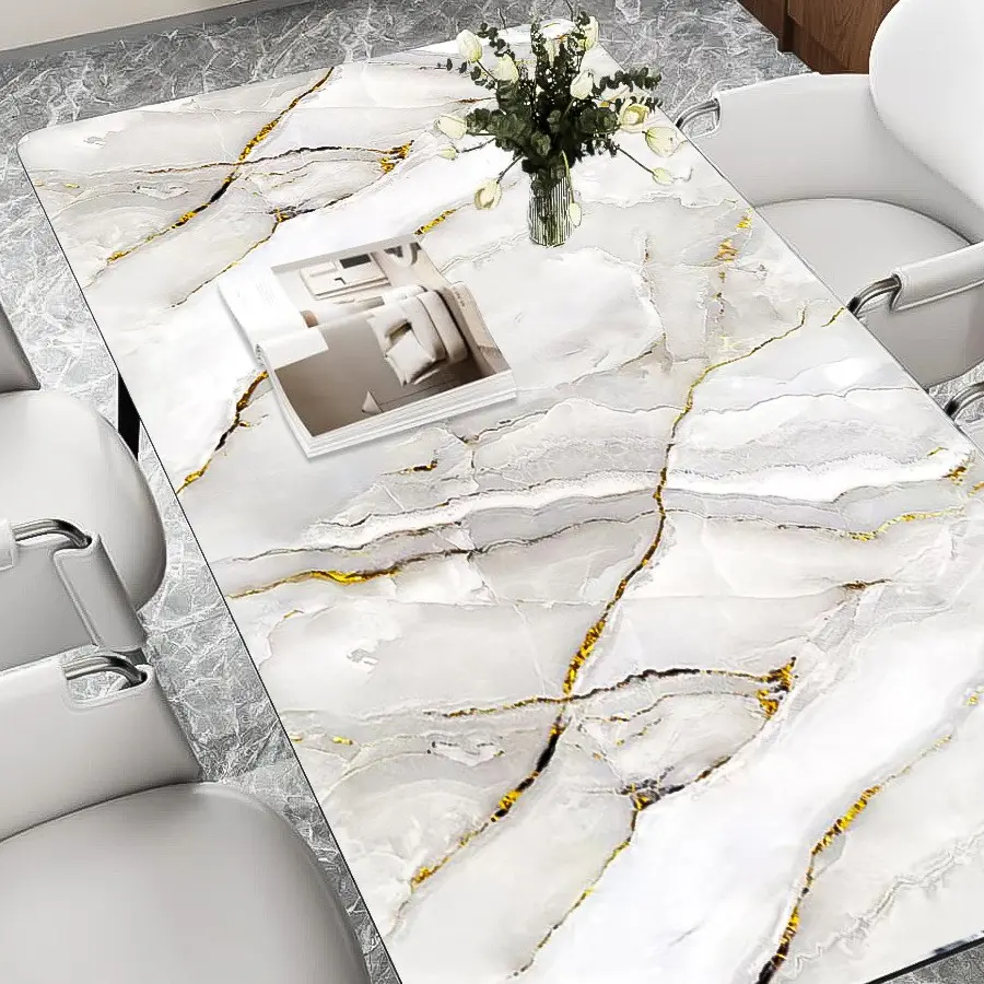 Gold Marble Self-Adhesive Wallpaper, Stain-Resistant, Easy Peel and Stick, Modern Minimalist Style for Living Room, Bedroom, Kitchen, Wall Cover